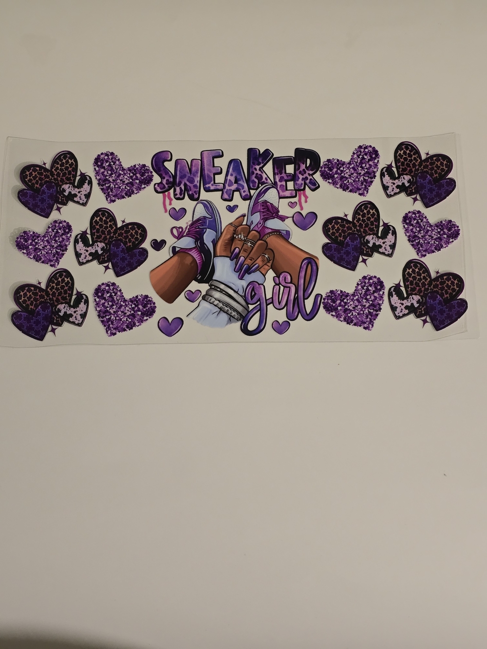 Sneaker Girl Heart UV DTF 16oz Cup Wrap Sticker Set